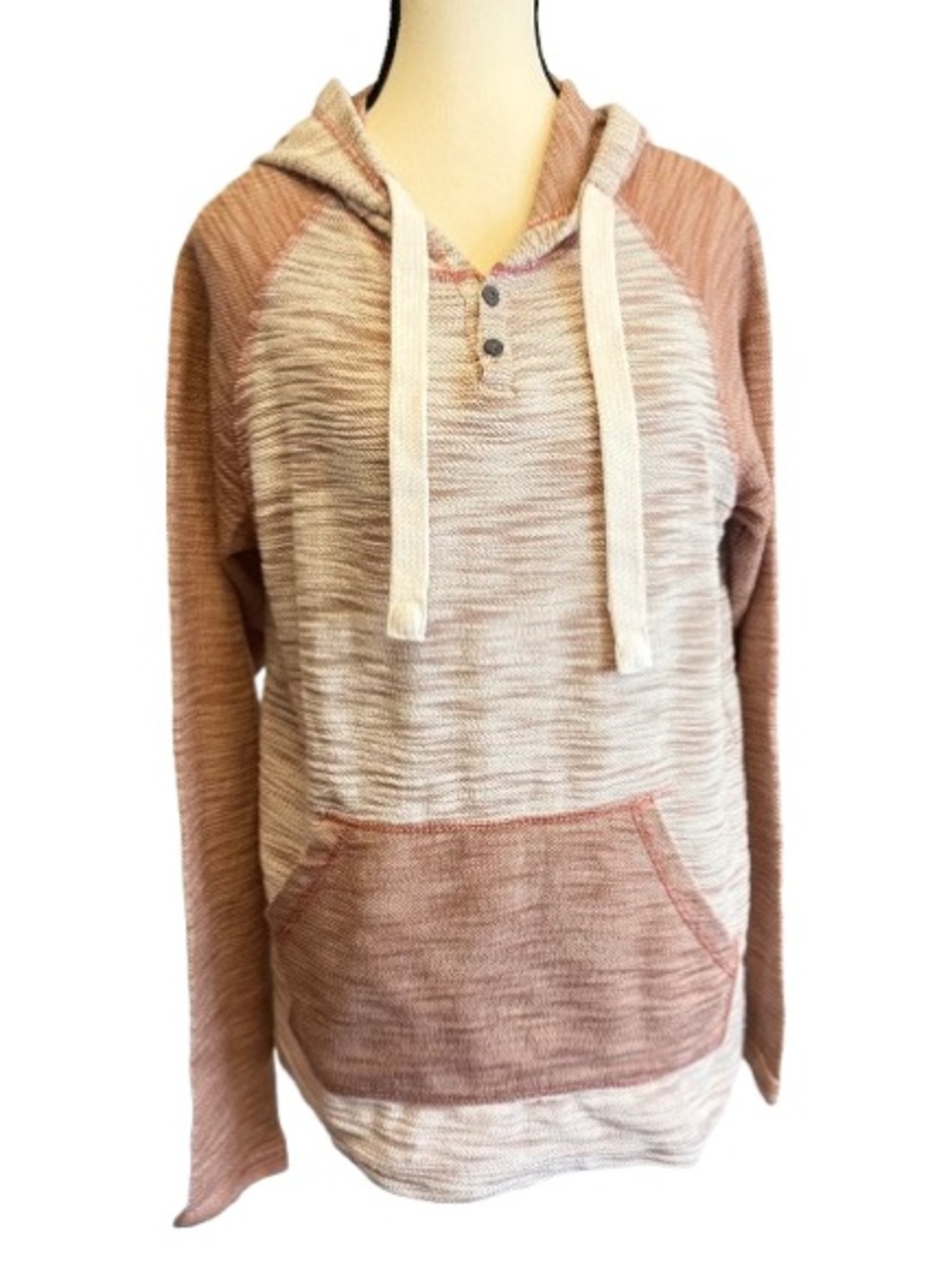 Free Planet Hoodie Medium NWOT Colorblock Henley Pullover Boho Cozy - Picture 2 of 8